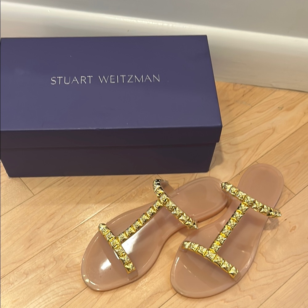 Stuart Weitzman Gold Embellished Sandals